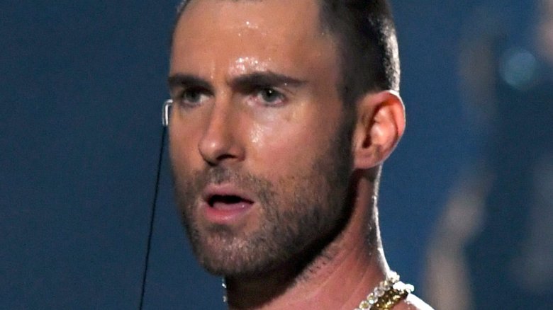 Adam Levine dei Maroon 5 allo spettacolo dell'intervallo del Super Bowl