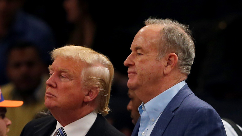 Donald Trump e Bill O'Reilly assistono alla partita tra New York Knicks e Cleveland Cavaliers al Madison Square Garden 2014