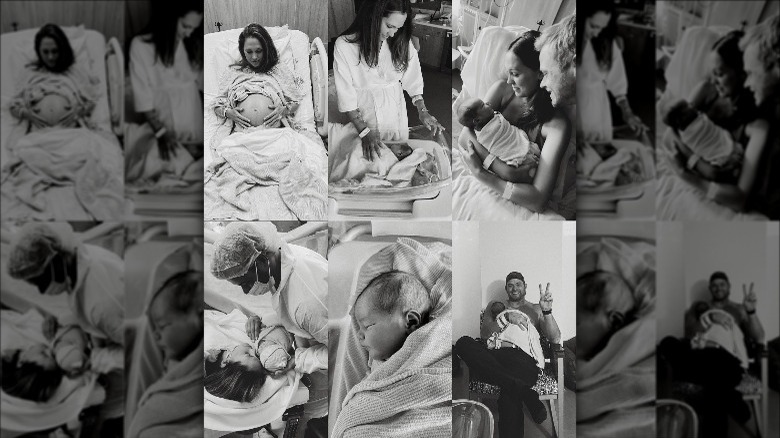 Collage di foto della nascita del figlio di Kellan Lutz 