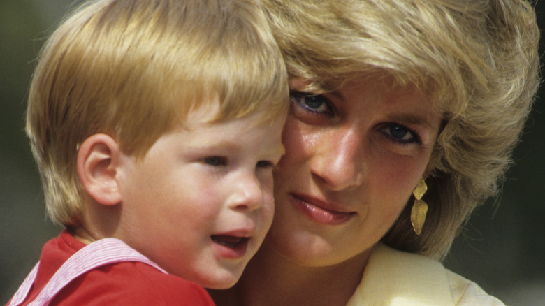 La principessa Diana tiene in braccio il piccolo principe Harry