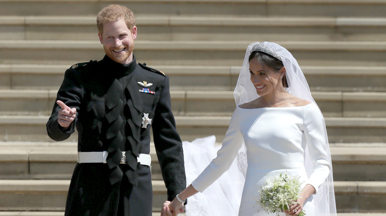 Il principe Harry e Meghan Markle nel giorno del loro matrimonio
