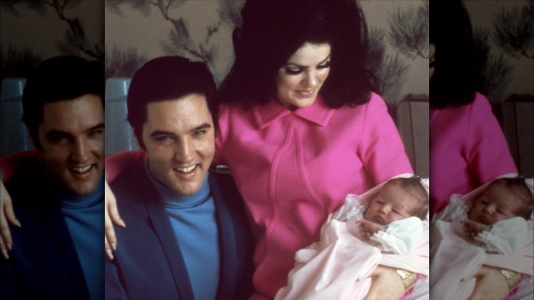 Elvis Presley, Priscilla Presley e Lisa Marie Presley giovani